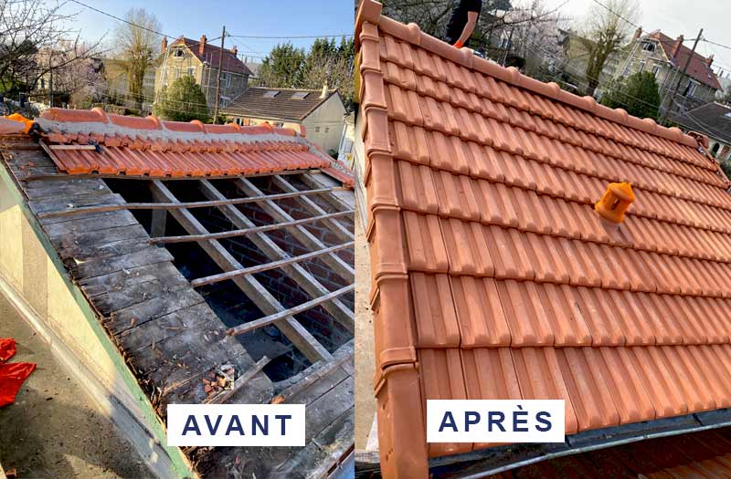 Rénovation de toiture avant / après